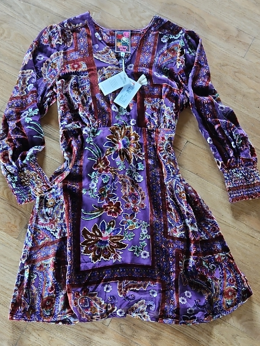 Johnny Was Domitila Burnout Kinney Dress with Slip, NWT - Picture 4 of 6